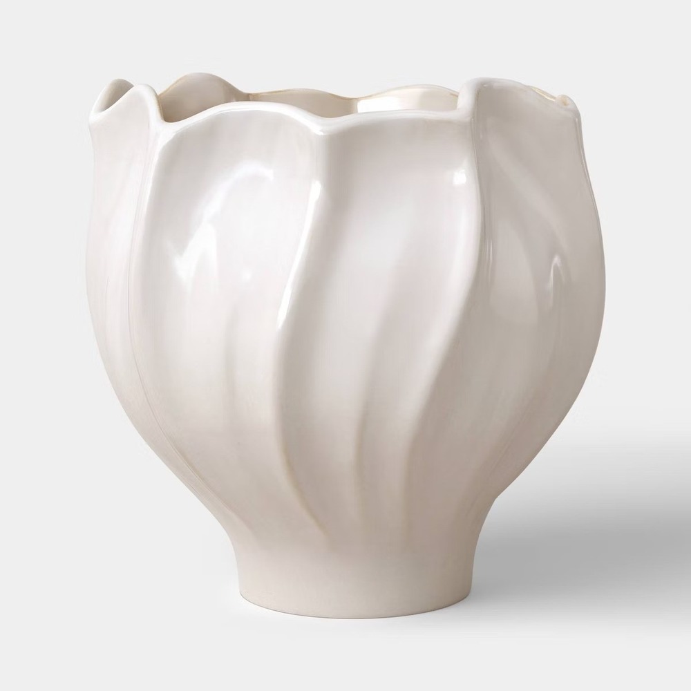 Sculpted Foliage Cream Ceramic Planter -‎ Threshold, Target